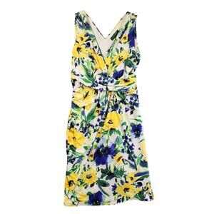 Lauren Ralph Lauren Faux Wrap Dress Women’s Size 10 Floral Sleeveless Lined